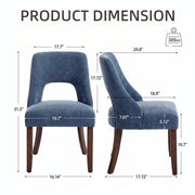 Upholstered Dining Chairs Set of 2 with Curved Rubberwood Legs