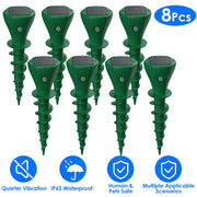 8Pcs Solar Powered Mole Repellent Waterproof Solar Animal Repellers for Moles Gophers Groundhogs Snakes Voles Outdoor Vibration Stake For Farm Garden