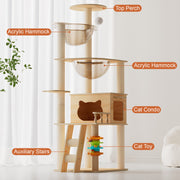 Cat Tree Tower 59" with Dual Acrylic Capsules & Scratching Posts