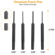 19Pcs Hammer Punch Set Drift Pin Punch Kit w/ Brass Chromium Plastic Punches for Gunsmithing Maintenance Armorers Watch Jewelry Craft w/ Portable Stor
