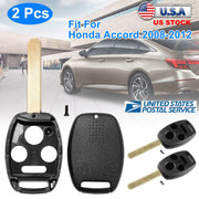 2Pcs Keyless Entry Remote Shell Case Fit For Honda Accord 2008-2012 Car Key Fob Pad Replacement N5F-S0084A N5F-A05TAA w/ Uncut Blade