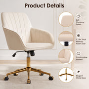 Ergonomic Office Chair with Memory Foam Cushion Corduroy Upholstered Desk Chair Adjustable Swivel Rolling Chair 300LBS M