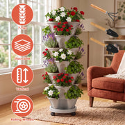 7-Tier Stackable Vertical Planter with Wheels and Drainage