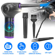 Electric Cordless Air Duster Blower Compressed Air Duster for Computer Keyboard PC Portable Rechargeable Air Blower with Built-in LED Light
