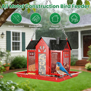 Barn Bird Feeder with Lift Top Lid and Viewing Window