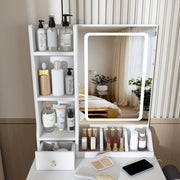 Vanity Desk Set with Lighted Mirror, 4 Drawers & Stool