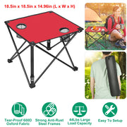 1Pc Foldable Camping Table Portable Picnic Table Lightweight Travel Desk with 2 Cup Holders Carrying Bag