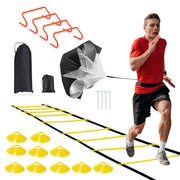 Speed Agility Training Equipment Set For Pro Beginner Including Cones Parachute Stakes Hurdles 19.68FT Ladder with Carrying Bag Soccer Football Basket