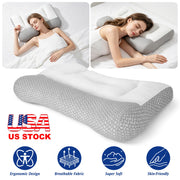 Ergonomic Bed Pillow with Dual Height Design & Breathable Mesh