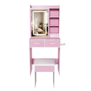 Vanity Desk Set with LED Lighted Mirror & Padded Stool