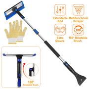 Extendable Ice Scraper with Snow Brush and Foam Grip
