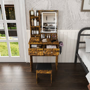 Vanity Desk with Lighted Mirror, Stool & Power Station