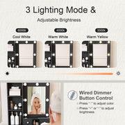 Vanity Desk Set with LED Lighted Mirror & Padded Stool