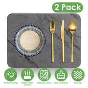 2 Pack 11.81x15.75in Stone Dish Drying Mat Silicone Diatomaceous Earth Shower Mat Marble Dish Drying Pad Fast Drying In 30S 1832℉Heat Resistant Non-sl
