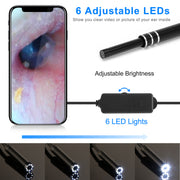 Ear Endoscope Otoscope Visual Earpick Ear Cleaning Camera Ear Wax Removal Tool IP67 Waterproof 3 in 1 Borescope w/ 6 Adjustable LED for Android