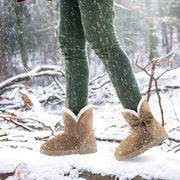 Women's Women's Snow Boots Super Soft Fabric Mid-Calf Winter Shoes Thickened Plush Warm Lining Shoes with  Anti-Slip Rubber Base Bowknot