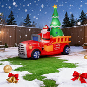 7.5FT Inflatable Santa Truck with LED Christmas Tree Decoration