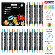 Dual Tip Acrylic Paint Markers Set - Water-Based & Quick-Dry