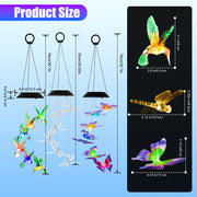 Solar Wind Chimes 3-Pack with Color Changing LED Lights