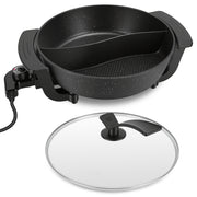 6L Electric Hot Pot with Divider 1100W Dual-Flavor Pot Shabu Shabu Pot Non-Stick with 5-Temp Control for Shabu Shabu Fondue Perfect for Family Gatheri