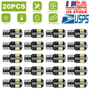 20Pcs T10 SMD5730 LED Light Bulbs 6000K Wedge Light Lamps Dome Map License Plate Car Interior Festoon Lights Kits
