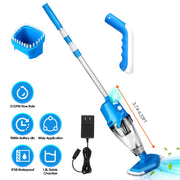 21GPM Cordless Pool Vacuum With Telescopic Pole Rechargeable Swimming Pool Cleaner with 1.8L Debris Chamber 90Mins Battery Life for In-ground Above-gr