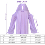 Women\'s Sexy Off The Shoulder Blouses Cold Shoulder Tops V-Neck Long Sleeve T-Shirt Solid Color Summer