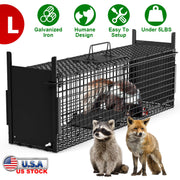 40in 2 Door Live Animal Cage Trap For Animals Under 18LBS Easy To Setup Humane Galvanized Iron Trap Cage For Raccoons Armadillos Foxes Opossums Muskra