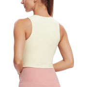Women Sleeveless Cropped Tank Top High Neck Crop Racer Back Workout Top Machine Washable Summer S M L XL 2XL