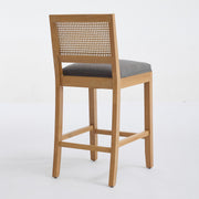 Solid Rubberwood Rattan Back Counter Stools Set of 2