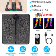 Foot Massage Pad Electric Stimulator Massager Unit Leg Reshaping Muscle Pain Relax Foldable Massage Mat with 8 Modes 19 Intensity Levels Remote Contro