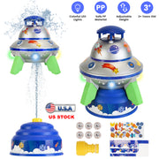 UFO Water Sprinkler Outdoor Summer Rocket Toy With Colorful LED Lights 360¡ Spinning 1.64FT To 6.56FT Adjustable Height Birthday Summer Gift For Girls