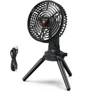 Foldable Camping Fan with Emergency Power Bank 270¡ Oscillating Rechargeable Tripod Fan for Hiking Fishing Personal Desk Fan with 4 Speeds 3 Brightnes