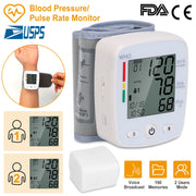 Blood Pressure Monitor Wrist Digital High Blood Pressure Cuff Heartbeat Tester with  90x2 Reading Memory 2In LCD Screen Storage Box