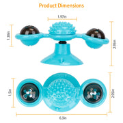 Windmill Cat Toy Turntable Interactive Teasing Pet Toy Wall Mount Turning Tickle Scratch Hair BrushÊCat Toy with Catnip Light Ball