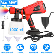 750W Electric Paint Sprayer Handheld HVLP Spray Painter Painting Spray Gun For Fences Brick Walls with  3 Spray Patterns 1000ML Detachable Cup