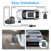 WiFi 1080P 3-Channel Dash Cam with Night Vision & 32GB Card