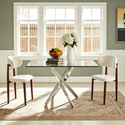 Upholstered Dining Chairs Set of 2 with Curved Back