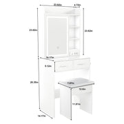Vanity Desk Set with LED Lighted Mirror & Padded Stool
