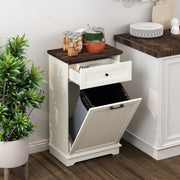10 Gallon Tilt-Out Trash Cabinet with Drawer - Antique White