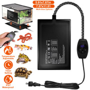 Electric Reptile Heating Pad With 32-122¡F Temperature Adjustment IPX7 Waterproof Timer Setting Under Tank Heating Mat for Lizards Turtles Snake Spide