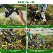 38.97in Aluminum Weed Puller Stand Up Weeder Without Bending Kneeling Manual Weed Remover Tool with 4 Claws for Lawn Yard Garden Patio