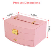 2-Layer Jewelry Box for Women's Girls Lockable Leather Jewelry Organizer Jewelry Travel Case for Rings Earrings Necklaces Bracelets