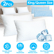 2 Pack Shredded Memory Foam Pillows Adjustable Cool Pillows with Extra Filling Machine Washable Cover for Side Back Stomach Sleepers