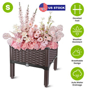 Outdoor Raised Garden Bed with Legs Elevated Planter Box with Self-watering System for Garden Patio Balcony Vegetables Flowers Herbs PP Plastic Box Ea