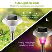 4Packs Solar Garden Lights Outdoor IP44 Waterproof Solar Pathway Lights Color Changing Landscape Lamps 10Hrs Lawn Lighting for Yard Driveway Walkway