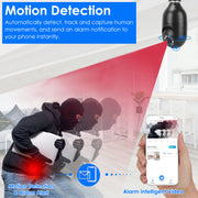 E27 WiFi Bulb Camera 1080P FHD WiFi IP Pan Tilt Security Surveillance Camera with Two-Way Audio Night Vision Motion Detection Function APP Control