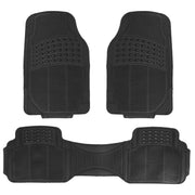 3Pcs Automotive Floor Mats Set Front Rear PVC Rubber Floor Mats Heavy Duty Drive Vehicle Car Mats with Trimmable Design Fit Most Cars SUVs Trucks