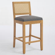 Solid Rubberwood Rattan Back Counter Stools Set of 2
