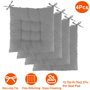 4Pcs Chair Cushion Pads Pillow 15.75x15.75x2.37in Soft Tie On Square Sitting Mats For Home Office Car Sitting Travel